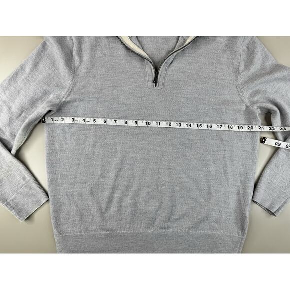 Banana Republic Men’s Merino Wool Half Zip Sweater L Heather Gray Luxury Preppy - Picture 3 of 10